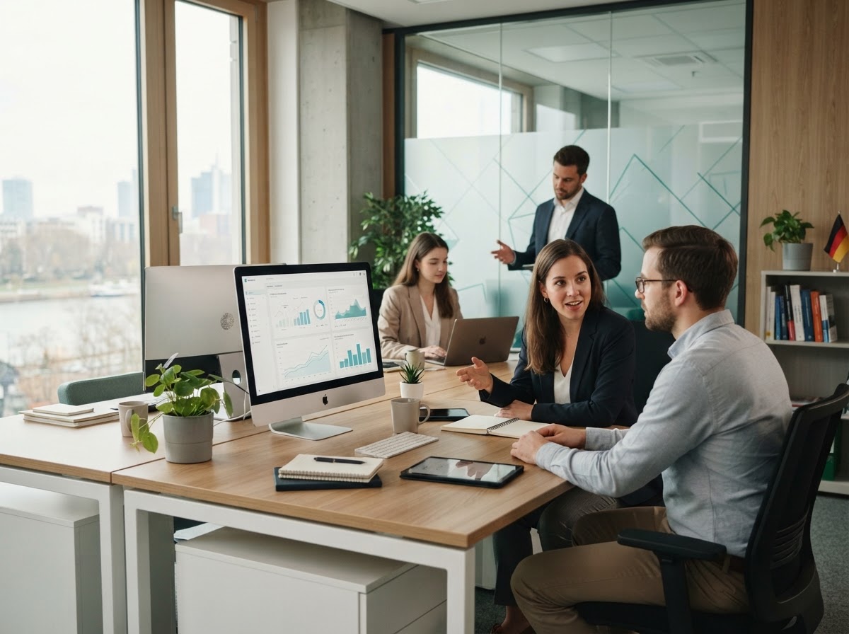 Bold Warrantage team reviewing predictive model output on a workstation